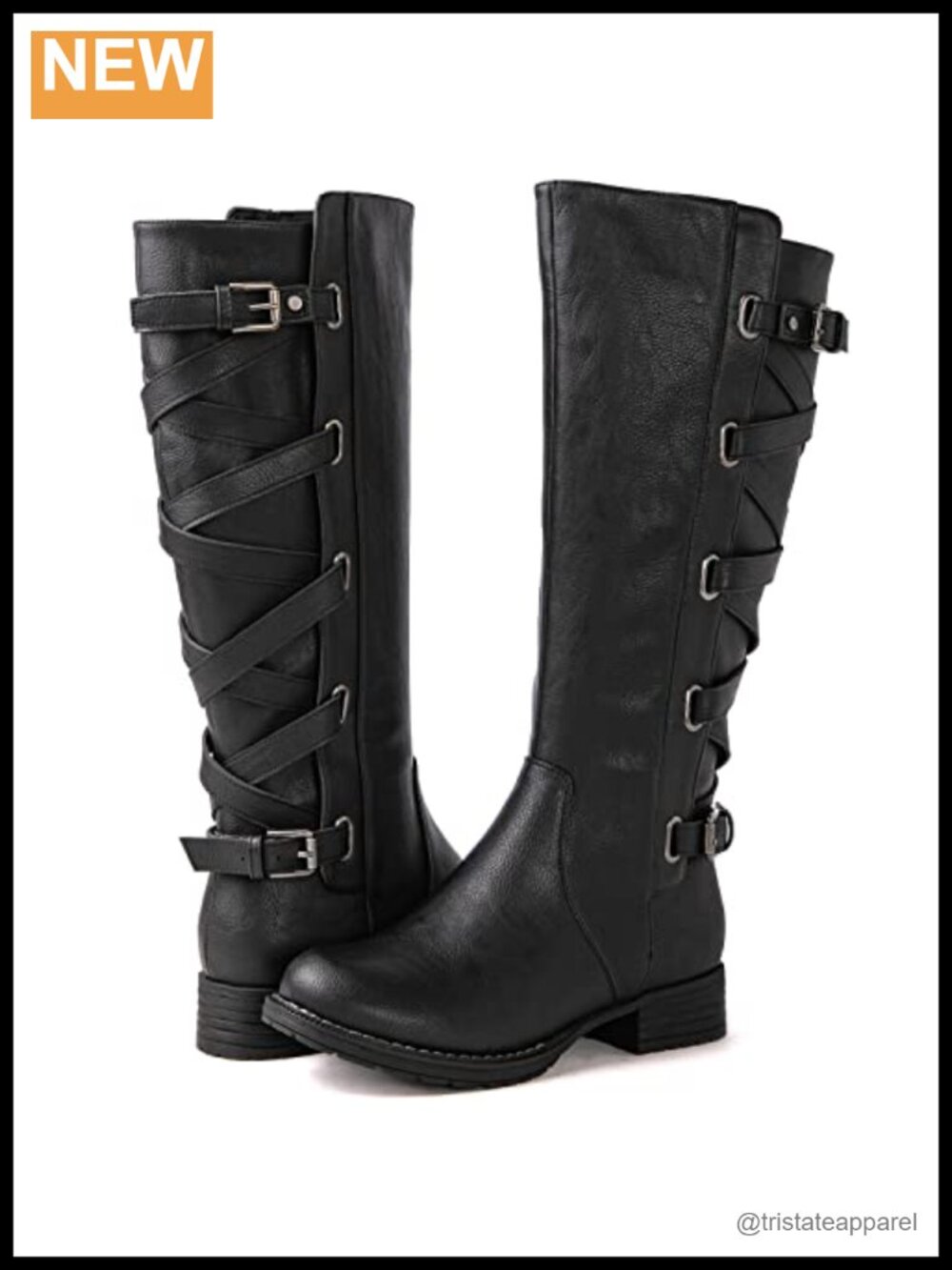 Quilted Knee High Riding Boots Faux Leather Women's